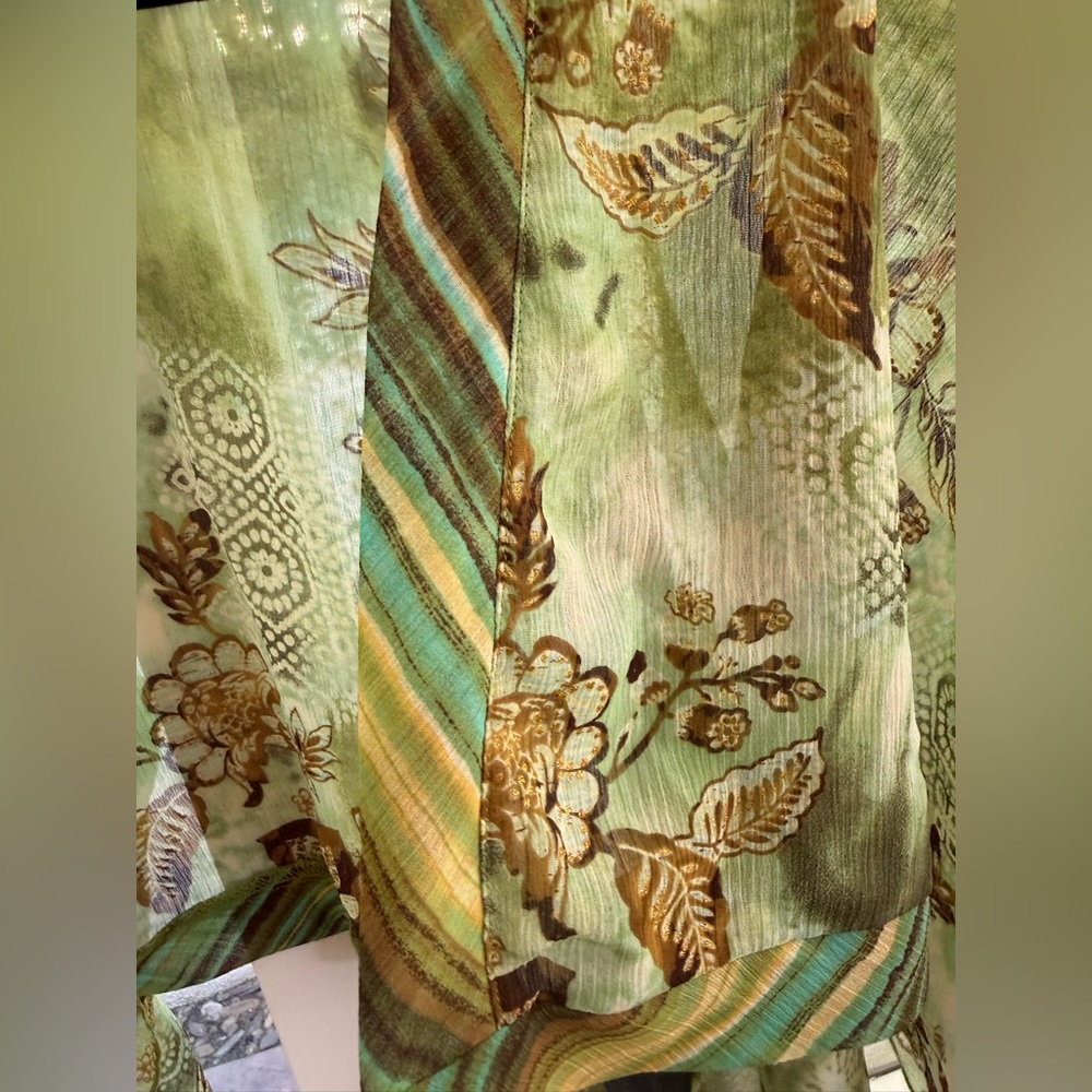 Vintage Y2K Mixit Crop Tie Front Flowy Asymmetrical Sleeve Floral Fairycore Top - Picture 7 of 11